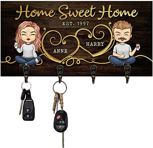 אישית מפתח קולב, מפתח מחזיק-מתנה לזוגות בעל אשתו 4-5 מפתח ווי עץ דקורטיבי משפחה סימן עם ווי מפתח מחזיק עבור קיר