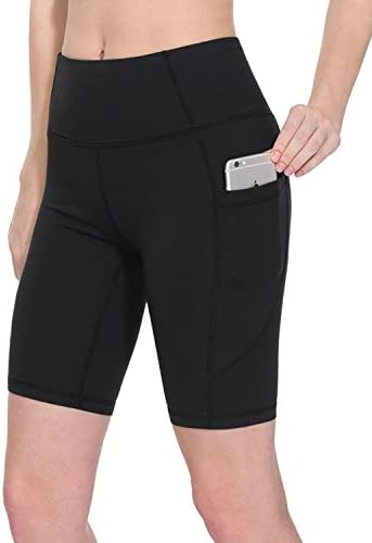 אימון המותניים הגבוה של טייביד לנשים המריץ מכנסי יוגה קצרים בכיסי כיסי בקרת בטן מכנסיים אתלטים, גודל S - xxl