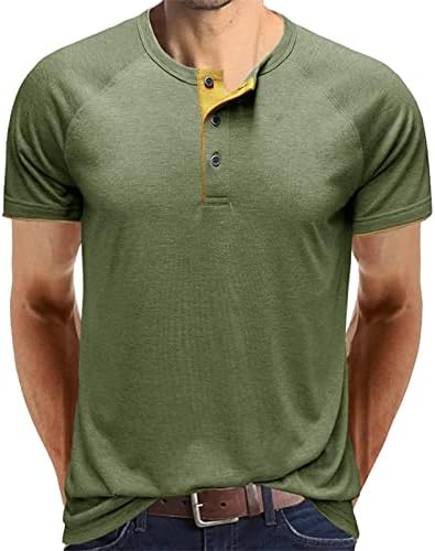 חולצה גברים חולצה מזדמנת חולצה עליונה צוואר עגול עם חולצת כפתור שרוול ראגלן מוצק עליון רופף שלטון T