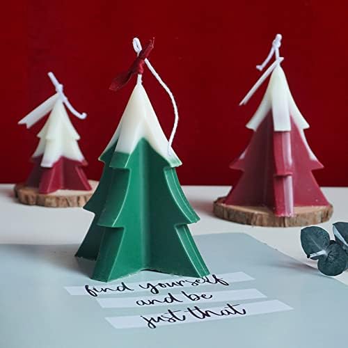 Topys עץ חג המולד עובש נרות סיליקון, תבניות גיאומטריות 3D 3D, שרף אפוקסי קריסטל ארומתרפיה סבון קרח קוביית קרח קוביית