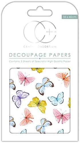 Craft Consortium Kaleidoscope של ניירות Decoupage פרפרים, 13.75 x 15.75