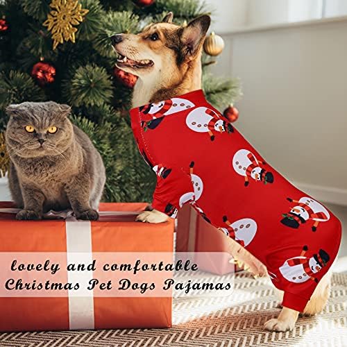 Pedgot 2 חבילה לחג המולד כלבי חיות מחמד פיג'מה בגדים רכים לחיות מחמד לכלבים איש שלג סנטה קלאוס ג'אמי לג'אמי לכלבים קטנים חתולים