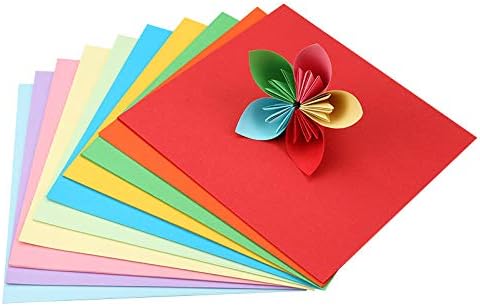נייר אוריגמי 500 גיליונות, 10 צבעים עזים, צבע דו צדדי לפרויקטים של אמנויות DIY ומלאכה ...