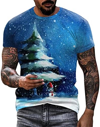 חולצות טריקו של ZDFER Mens חג המולד סנטה קלאוס פתית שלג הדפסה חייל שרוול קצר צמרות חג המולד מצחיק טי מסיבת המסיבה