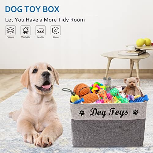 קופסת צעצועים של Tomlster Dog Garge - סל צעצועים של כלבים, מתקפלים, לאחסון צעצועי כלבים, סל צעצועים לכלבים עם ידיות נוחות,