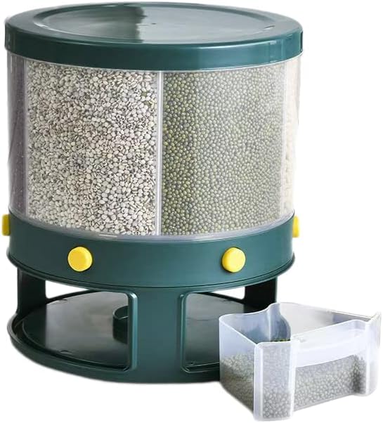 מוקו 360 תואר מסתובב שישה תא אחסון תיבת שקוף לחות הוכחה חרקים הוכחה מעובה אורז חבית ביתי מטבח 20 ק ג אחסון טנק-ירוק