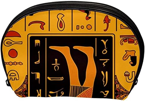תיק איפור קטן, כיס רוכסן מארגן קוסמטי לנשים ונערות, אמנות וינטג 'מצרית קדומה שבטית אתנית