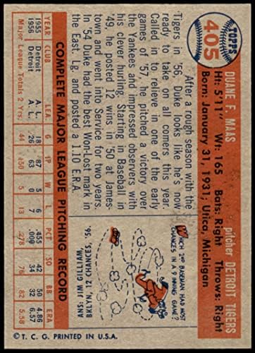 1957 Topps 405 Duke Maas Detroit Tigers Tigers NM/MT Tigers