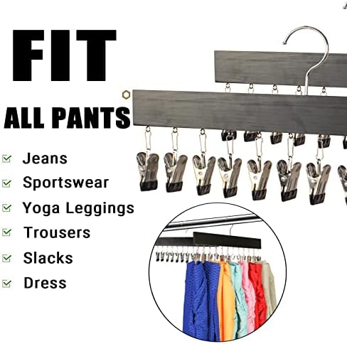 LDFDRT מארגן ליגלי ארונות 2 יחידות מכנסיים קולב קולב קולב עם 12 קליפ מחזיק 24 חותלות/מכנסיים/ג'ינס עם 360 מעלות