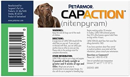טיפול בפשפשים דרך הפה של פטרמור לכלבים, טבליות מהירות מתחילות להרוג פרעושים תוך 30 דקות, כלבים מעל 25 פאונד, 6 מנות