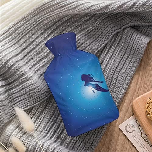 בקבוק מים חמים של בולי ים כחולים עם כיסוי רך 1L שקית חמה קלאסית גדולה יותר לרגלי יד צוואר