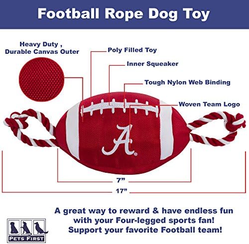 חיות מחמד ראשונות NCAA Alabama Crimson Tide Tide Football Toy צעצוע, חומרי ניילון באיכות קשה, חבלים משיכה חזקים,